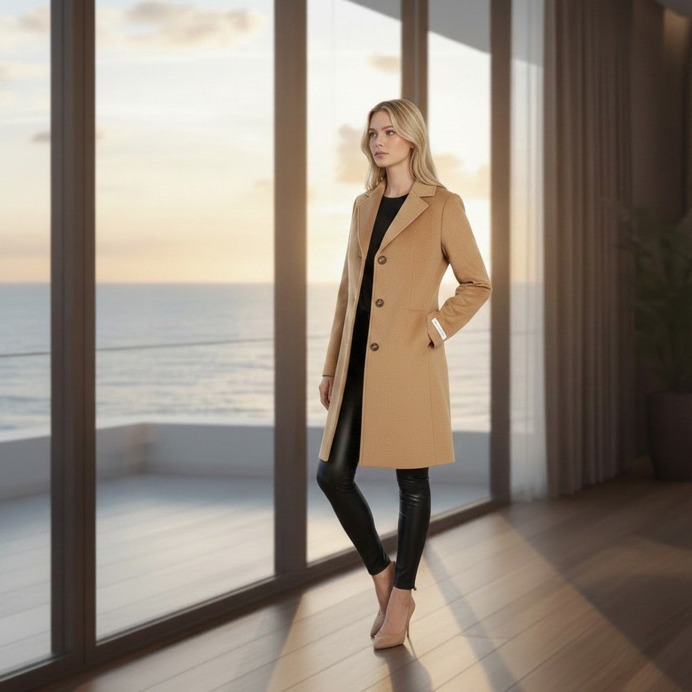 Calvin Klein Women's Coat Size 4 Brown Precious Fiber Long Jacket CW082699 - Picture 11 of 13